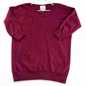 Cynthia Rowley Womens Ruby Wine 100% Cashmere Tunic Sweater Pullover L Burgundy